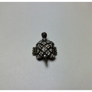 Vintage Sterling Silver & Rhinestone Turtle Tortoise Expandable Elastic Ring